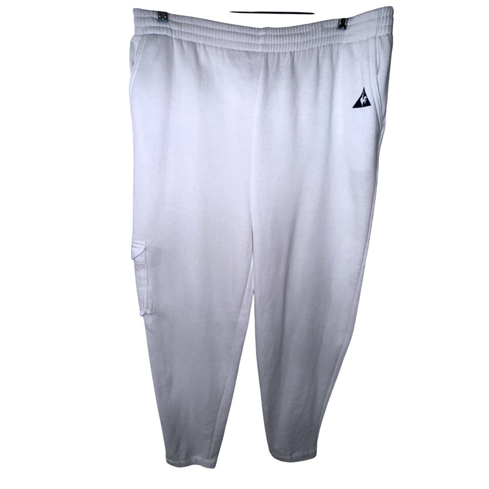 Vintage Le Coq Sportif Men's Large White Cargo Jogger Sweatpants Eighties HipHop